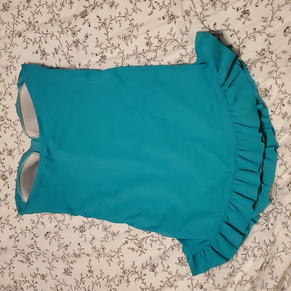 Jantzen teal aqua one piece swimsuit strapless size 6 - Picture 4 of 6